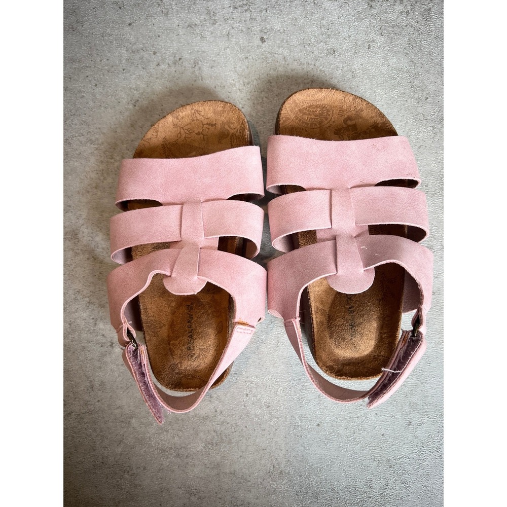 Bearpaw Zaidee Sandals Toddler Girl Size 8 Pink Strappy Faux Suede Cork Summer‎